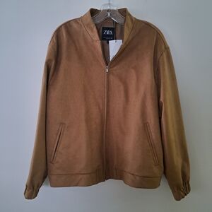 Zara Women's Vegan Suede Bomber Jacket